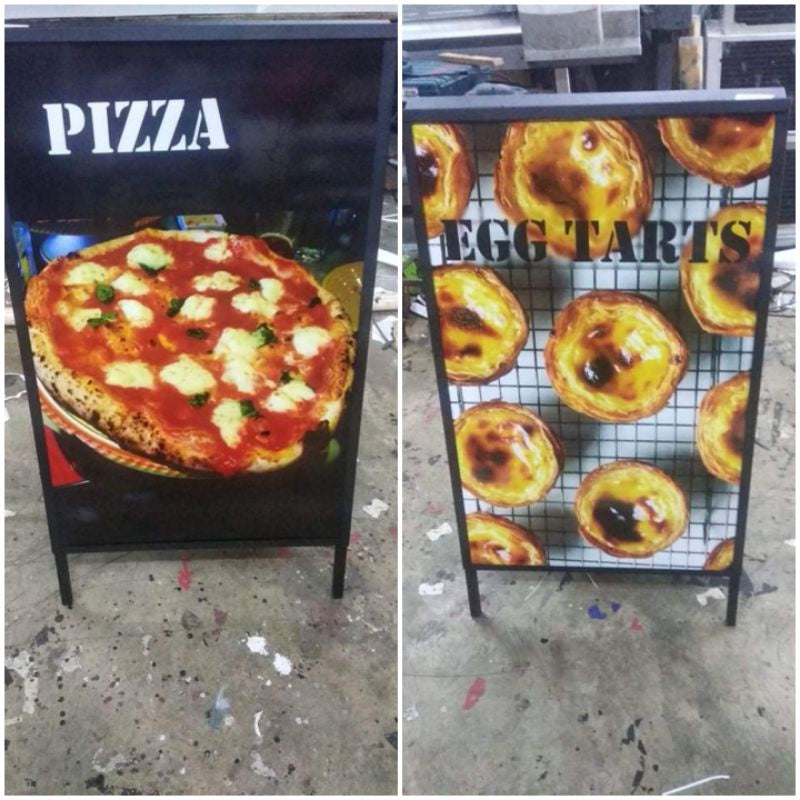 Durable "A" Type Foldable Stand Signage / Floor Sign Sintra Board Menu Printing Standee Restaurant