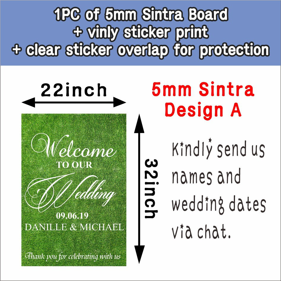 Wedding Welcome Board / 22x32 inch Acrylic Sintra Sticker / Clear Transparent Sign Signage for Easel