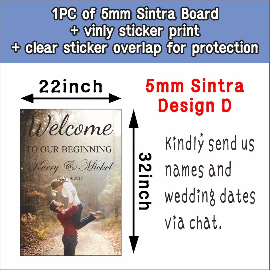 Wedding Welcome Board / 22x32 inch Acrylic Sintra Sticker / Clear Transparent Sign Signage for Easel