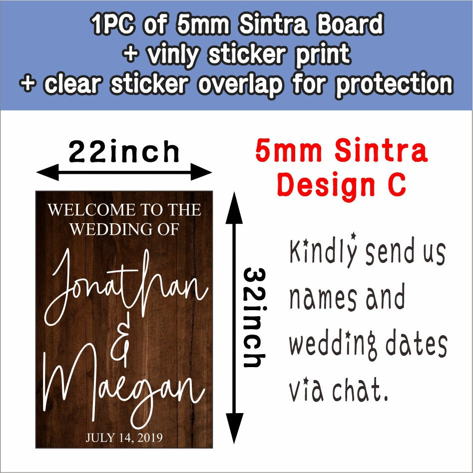 Wedding Welcome Board / 22x32 inch Acrylic Sintra Sticker / Clear Transparent Sign Signage for Easel