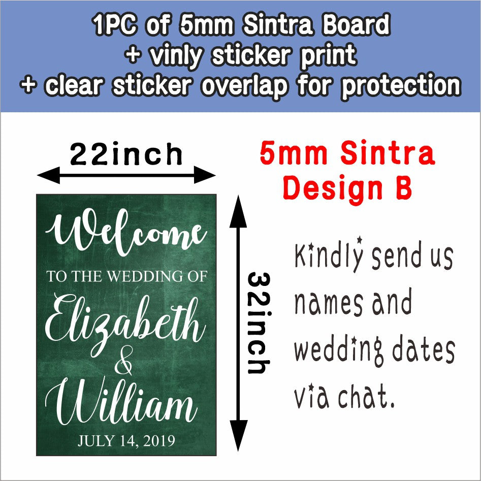 Wedding Welcome Board / 22x32 inch Acrylic Sintra Sticker / Clear Transparent Sign Signage for Easel