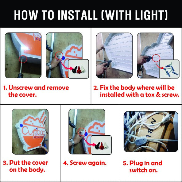 Customized Size Circle Square Single Face Signage / Sign Decor LED Outdoor Logo DIY Restaurant Shop