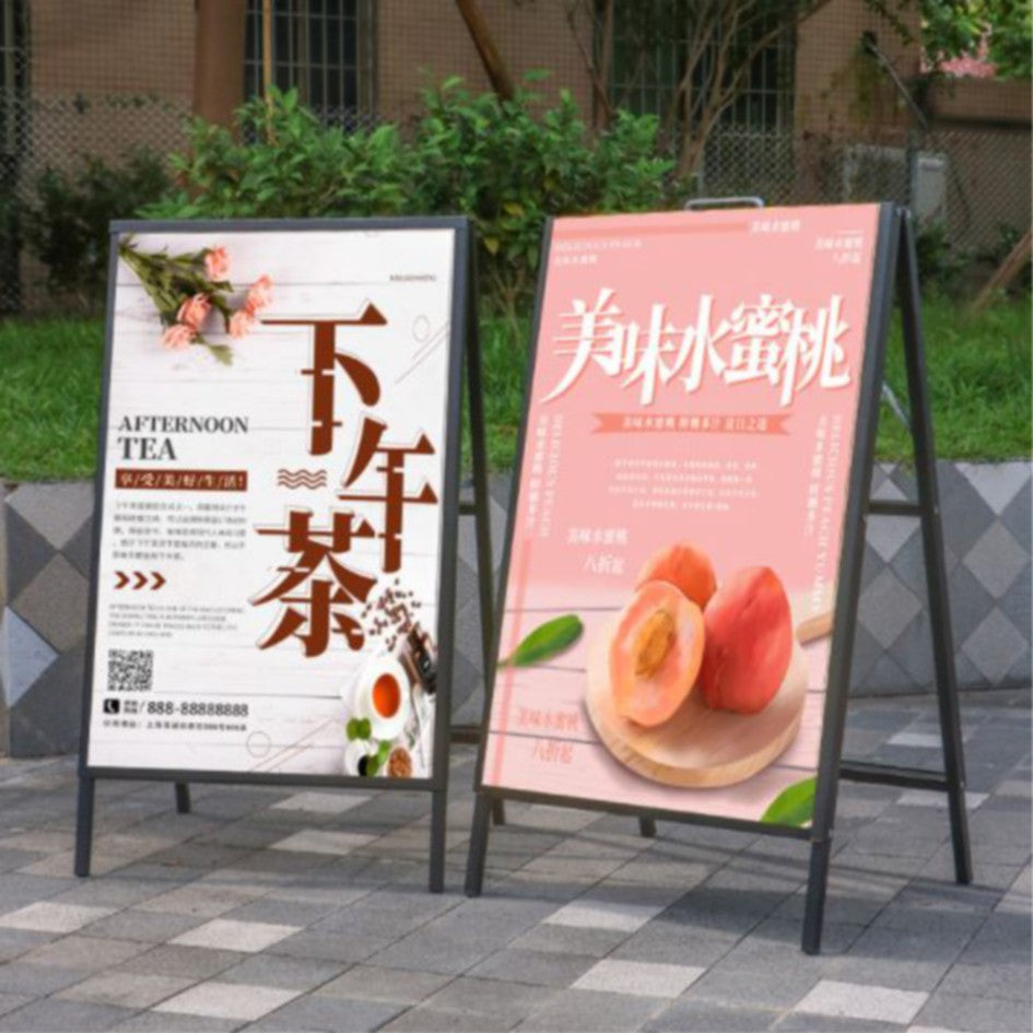 Durable "A" Type Foldable Stand Signage / Floor Sign Sintra Board Menu Printing Standee Restaurant