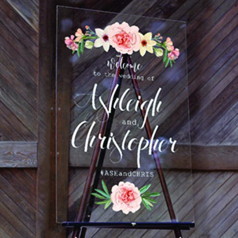 Wedding Welcome Board / 22x32 inch Acrylic Sintra Sticker / Clear Transparent Sign Signage for Easel