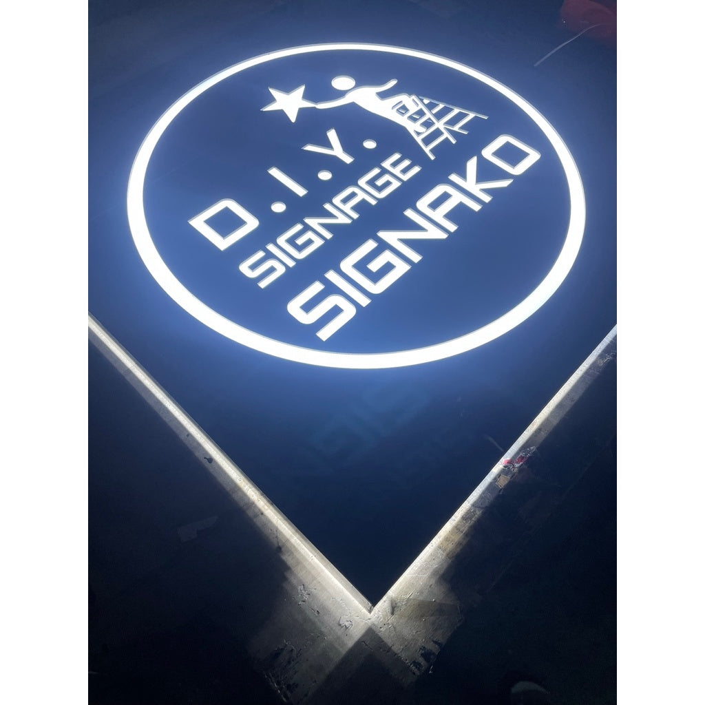 Customized Black Acrylic LED Light Signage / 40cm 60cm Circle Square Sign Decor Logo Store Office AD