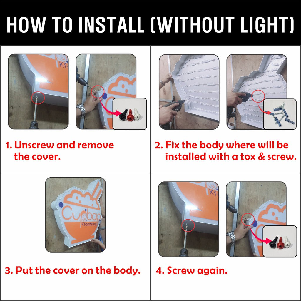 Customized Logo Signage (1~2FT) w or wo LED Aluminum Acrylic Decor Outdoor DIY Restaurant Shop Sign