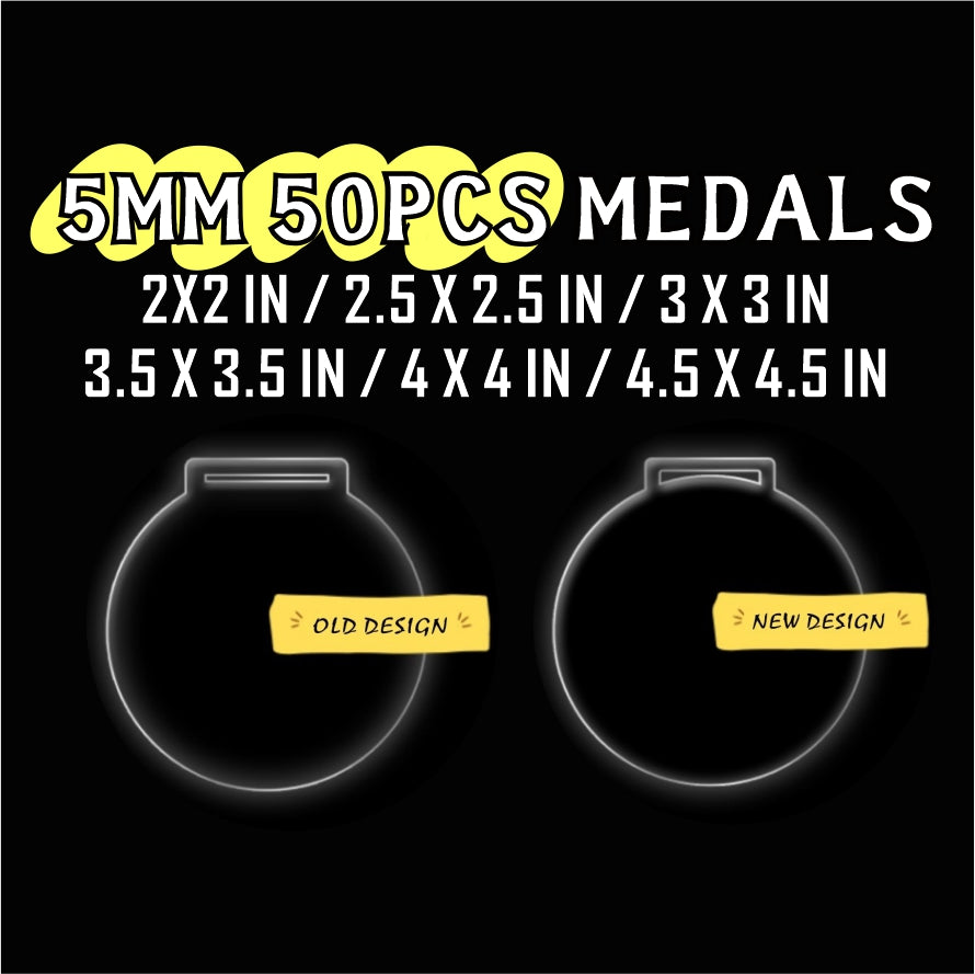 5mm Blank Clear Acrylic Medal 50pcs / Pre-Cut Customized Laser Cutting Transparent Trophy Award