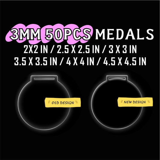 3mm Blank Clear Acrylic Medal 50pcs / Pre-Cut Customized Laser Cutting Transparent Trophy Award