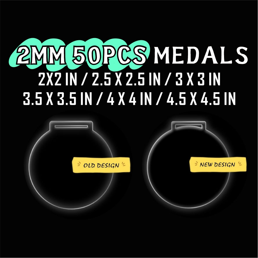 2mm Blank Clear Acrylic Medal 50pcs / Pre-Cut Customized Laser Cutting Transparent Trophy Award