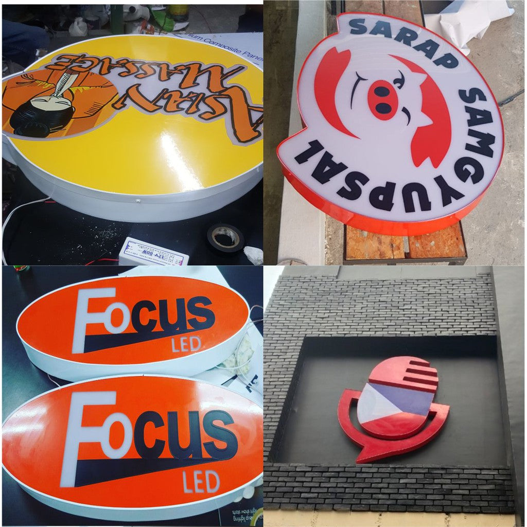 Customized Logo Signage (1~2FT) w or wo LED Aluminum Acrylic Decor Outdoor DIY Restaurant Shop Sign