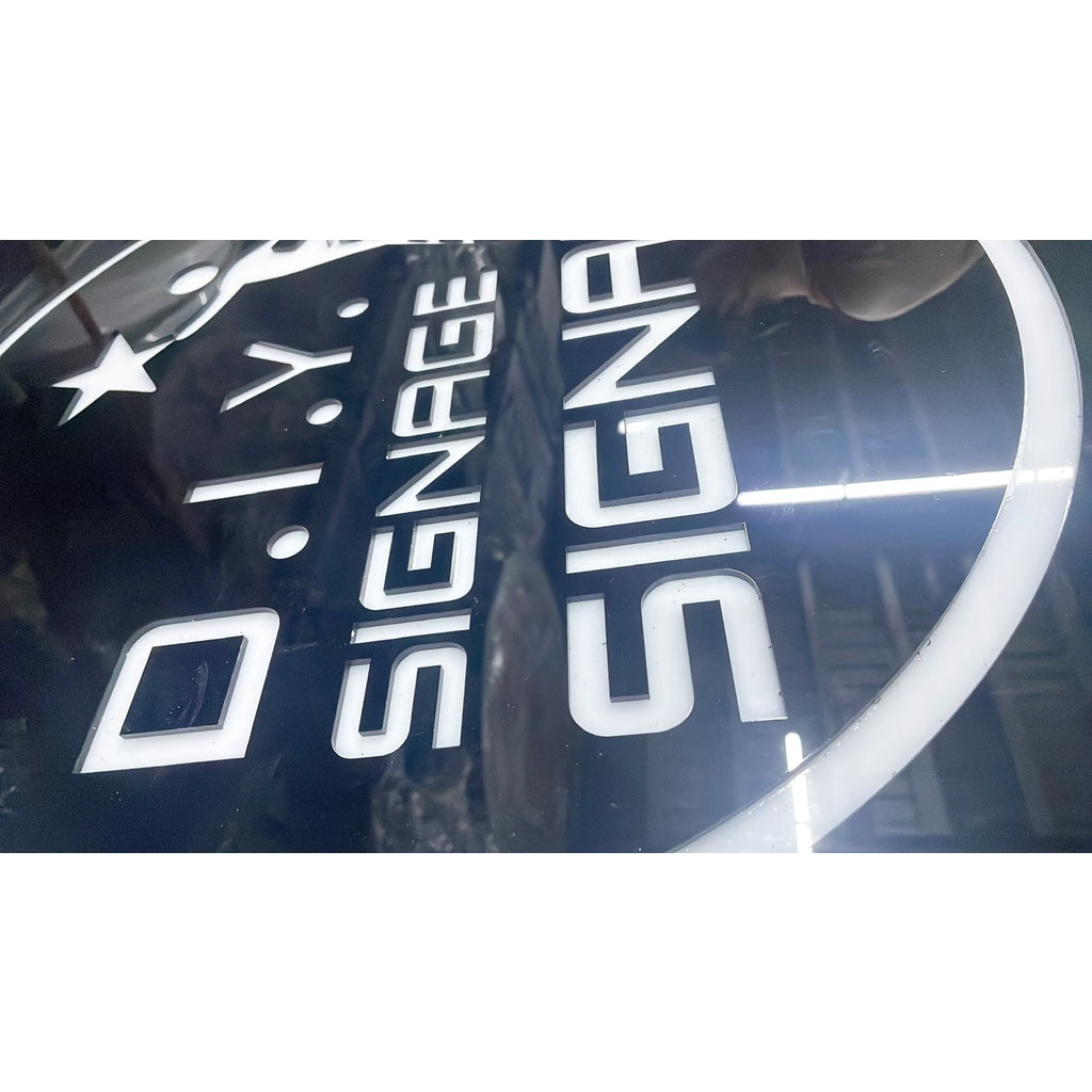 Customized Black Acrylic LED Light Signage / 40cm 60cm Circle Square Sign Decor Logo Store Office AD