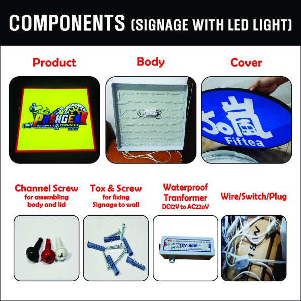 Customized Size Circle Square Single Face Signage / Sign Decor LED Outdoor Logo DIY Restaurant Shop