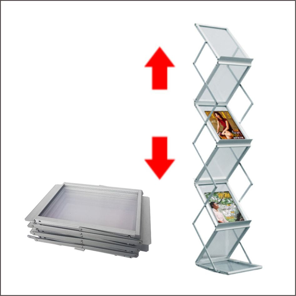 Foldable Magazine Display Rack Stand / Book Paper Brochure Leaflet Office School Event Restaurant A4