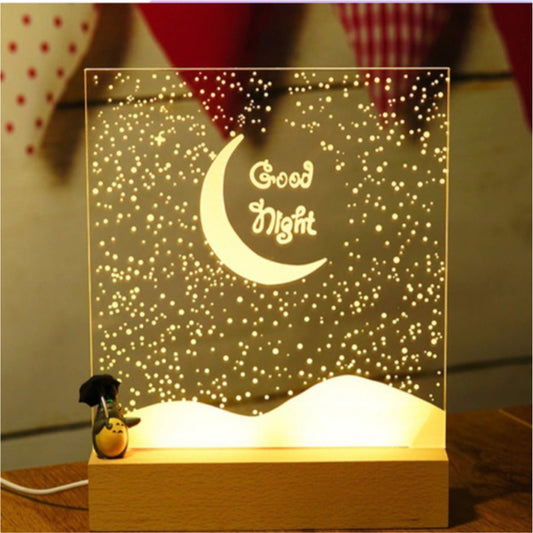 Wooden Led Light Base Stand / White Warm RGB Night Lamp Home Decor Acrylic Christmas Gift Giveaways