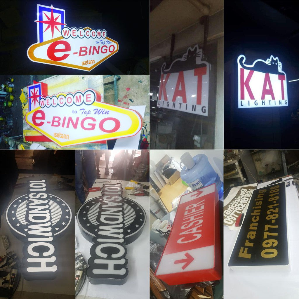 Customized Logo Signage (2~4FT) w or wo LED Aluminum Acrylic Decor Outdoor DIY Restaurant Shop Sign