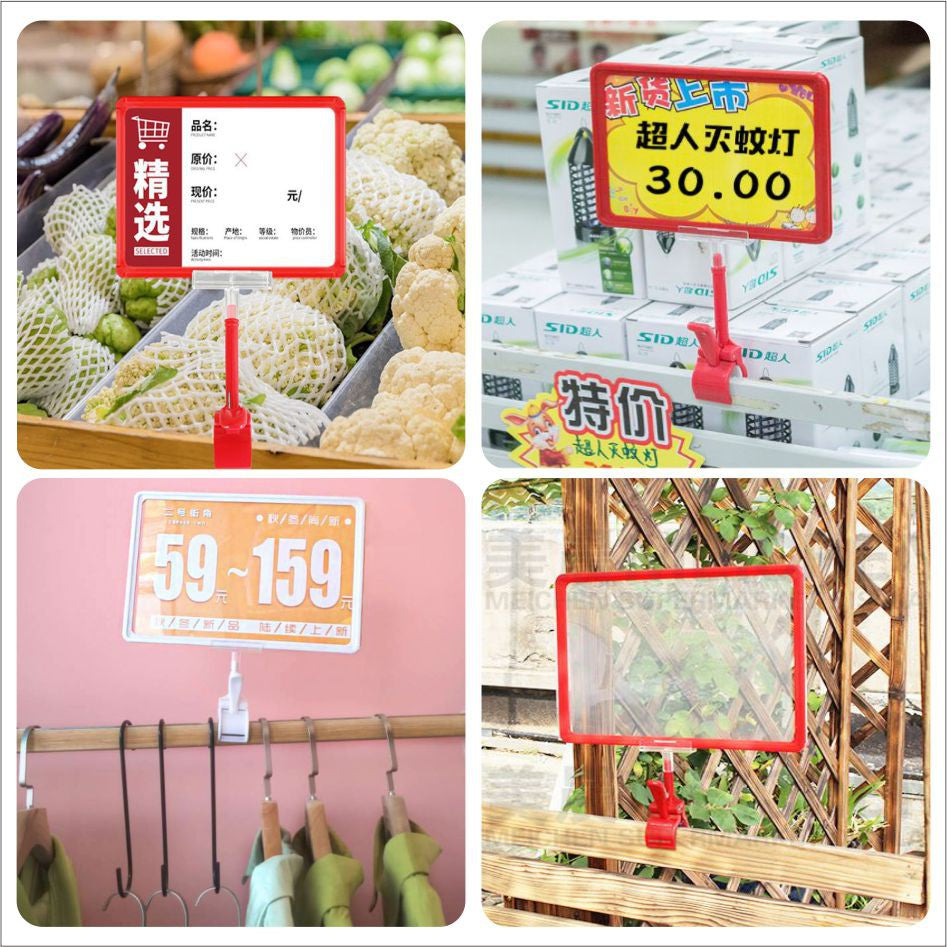 A4 A5 Promo Clamp Holder Price Name Tag Memo Paper Photo Menu Label Sign Table Clip Supermarket POP