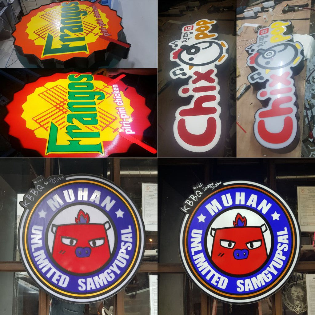 Customized Logo Signage (1~2FT) w or wo LED Aluminum Acrylic Decor Outdoor DIY Restaurant Shop Sign