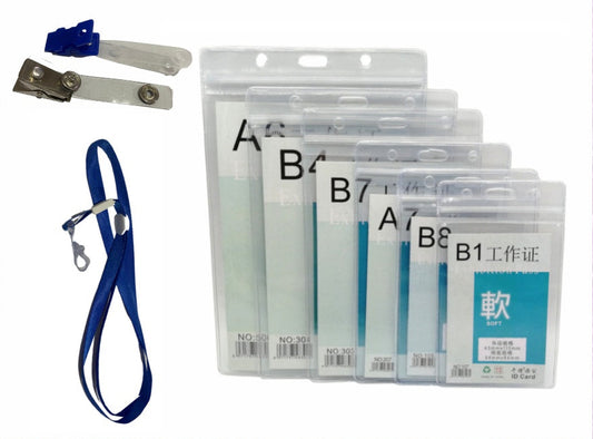 (5pcs) Ziplock Transparent ID Case & Lanyard Holder 1 / Student Company Card Paper Photo Plastic