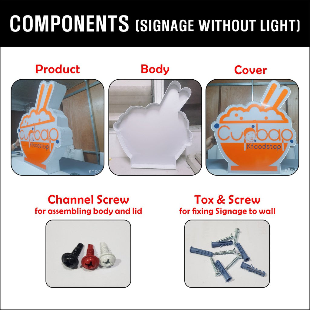 Customized Logo Signage (1~2FT) w or wo LED Aluminum Acrylic Decor Outdoor DIY Restaurant Shop Sign