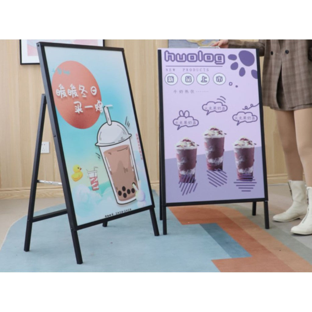 Durable "A" Type Foldable Stand Signage / Floor Sign Sintra Board Menu Printing Standee Restaurant