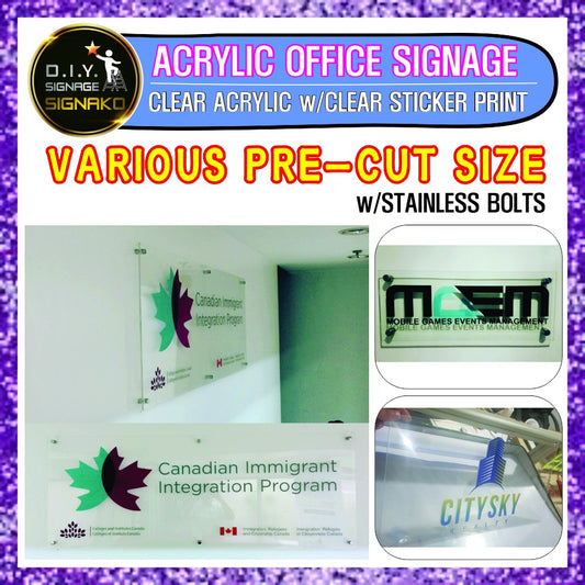 Acrylic Signage Clear Sticker Printing / Office Logo Sign Store Restaurant Decor Plastic Plexiglass