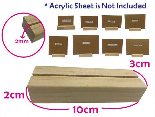 Wooden  Base Stand / 2mm Clear Acrylic  Wood Decor Standee Gift Office Logo Painting Family Home