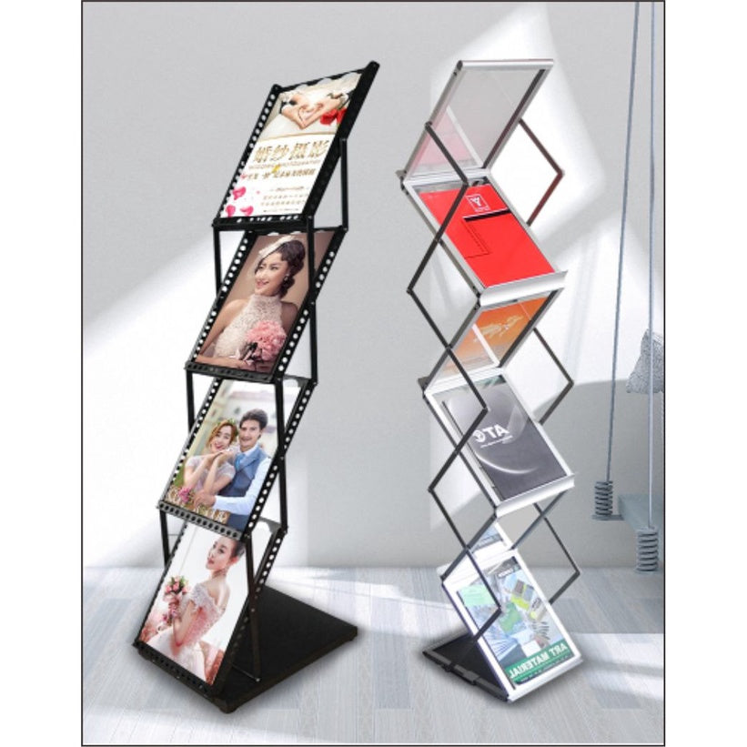 Foldable Magazine Display Rack Stand / Book Paper Brochure Leaflet Office School Event Restaurant A4