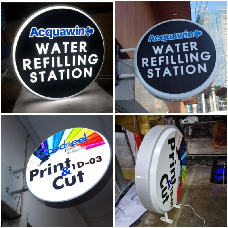 LED Light Circular Double Sided Signage / Round Sign Outdoor Acrylic Restaurant Shop Store Logo Box