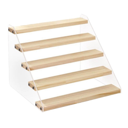 2-7 tier Acrylic Wooden Display Rack / Riser Wood Figure Stand Perfume Condiments Spice Organizer Ca