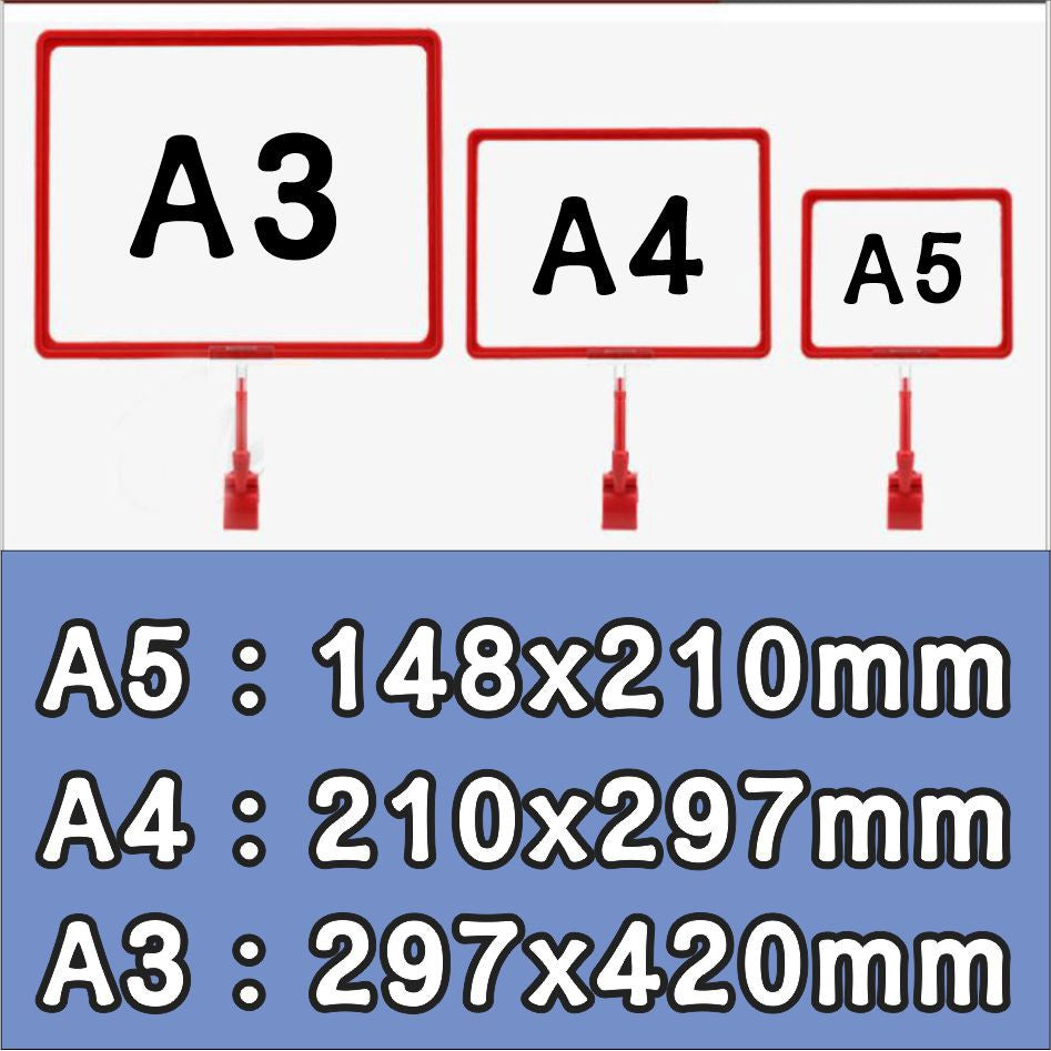 A4 A5 Promo Clamp Holder Price Name Tag Memo Paper Photo Menu Label Sign Table Clip Supermarket POP