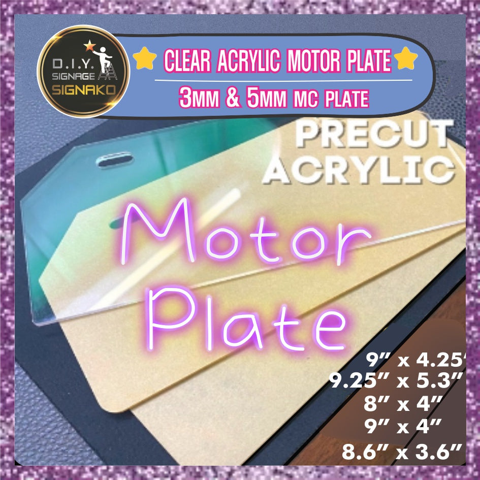 Blank Acrylic Motor Plate / Motorcycle Plate Number Cover / MC Plate Holder/ Black White 3mm & 5mm