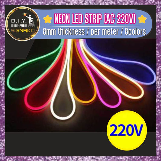 220V Neon Led Light Strip With Free Plug / Waterproof Flex Lights White Red Blue Pink Green Yellow