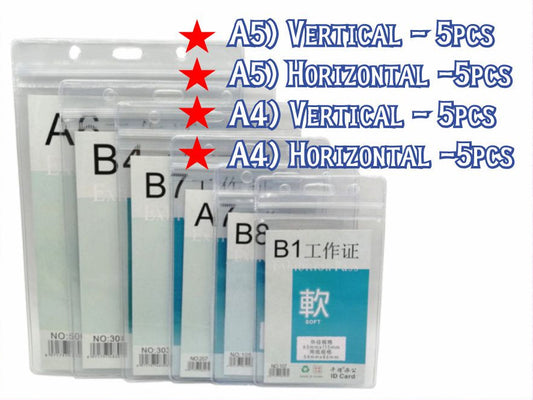 (5pcs) Ziplock Transparent ID Case & Lanyard Holder 2 / Student Company Card Paper Photo Plastic