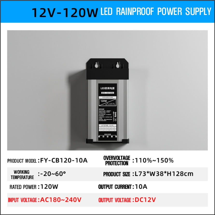 Rainproof LED Transformer Power Supply / DC 12V to AC 220V 60W ~ 400W Power Adapter LED Signage CCTV