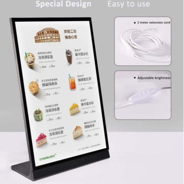 A4 A3 Single Sided LED Display Table Stand / Menu Light Box Promo Coffee Shop Cafe Bar Restaurant