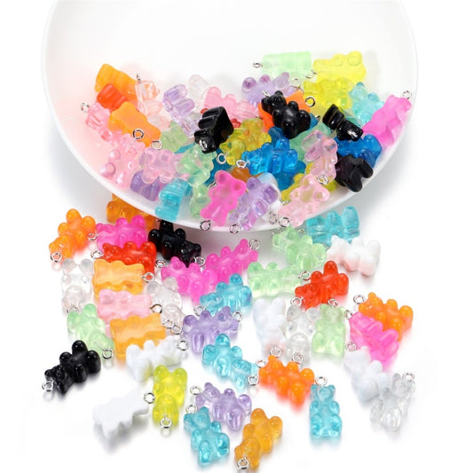 10PCS Gummy Bear Accessories for Key Chain / Pendant Earrings Necklaces Ring Jewelry Resin Acrylic