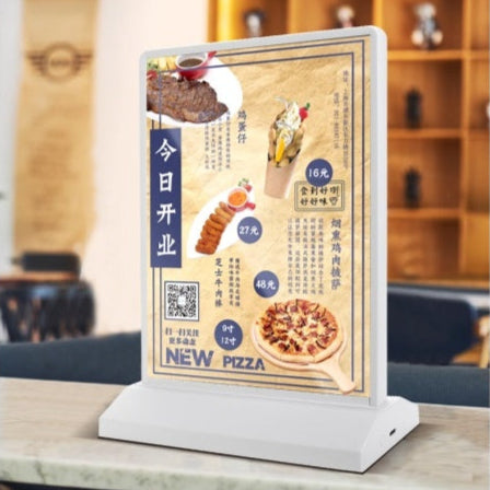 A4 Double Sided Rechargeable LED Display Table Stand / Menu Light Box Promotion Coffee Shop Cafe Bar