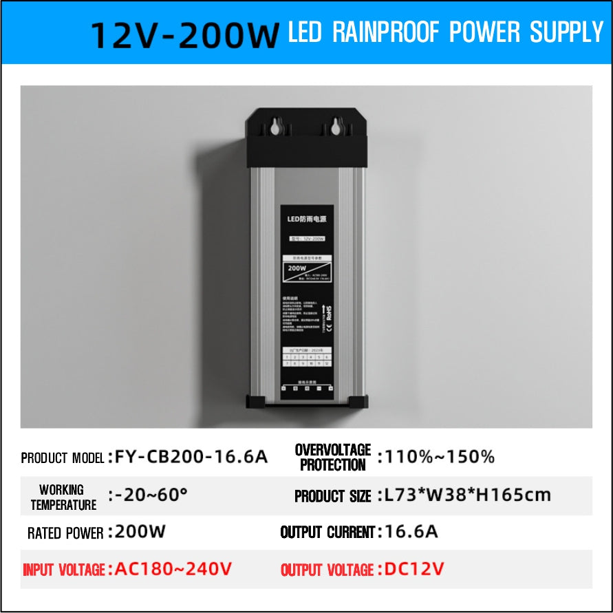 Rainproof LED Transformer Power Supply / DC 12V to AC 220V 60W ~ 400W Power Adapter LED Signage CCTV