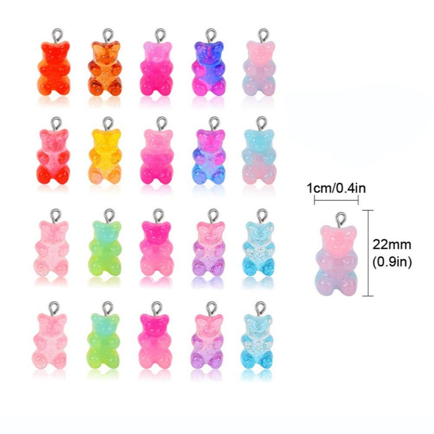 10PCS Gummy Bear Accessories for Key Chain / Pendant Earrings Necklaces Ring Jewelry Resin Acrylic