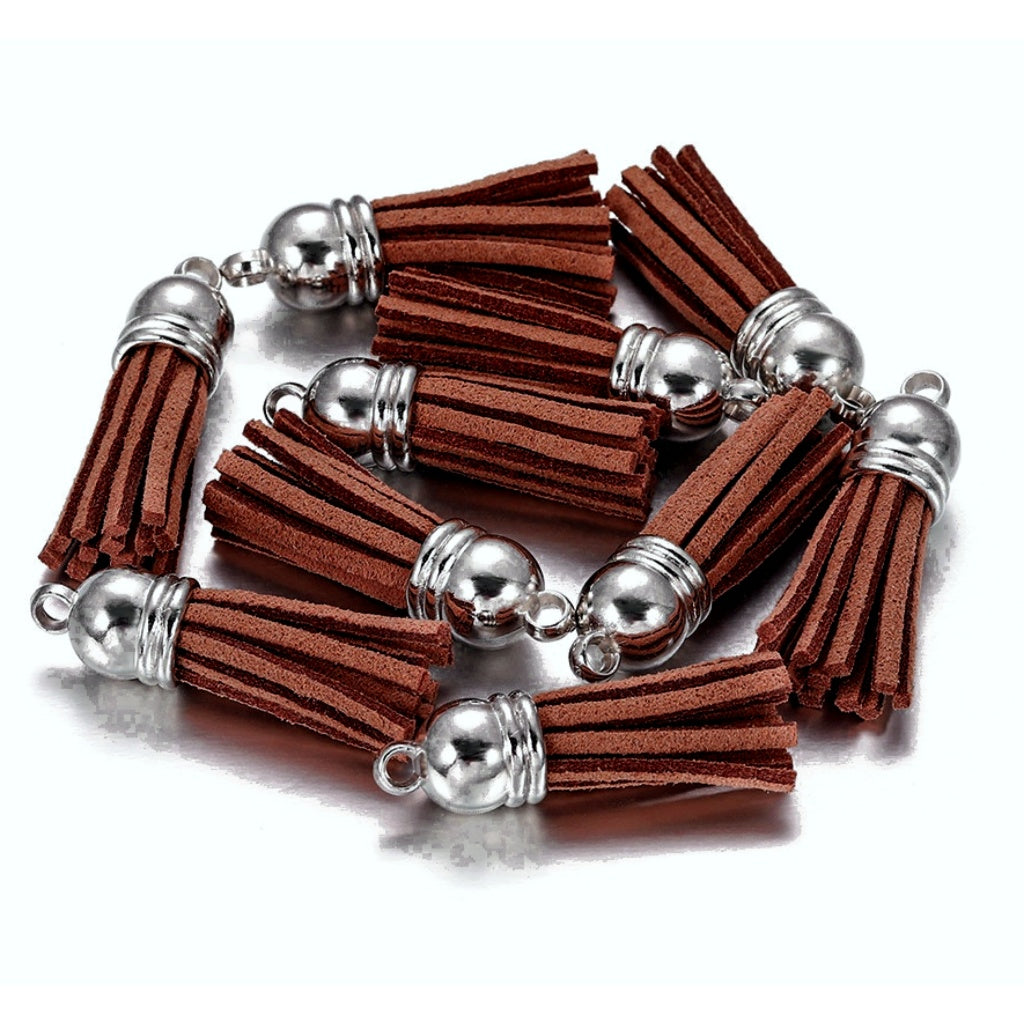 10PCS Leather Tassel Accessories for Key Chain / Jewelry Pendants Charm Key Ring Earrings Necklace