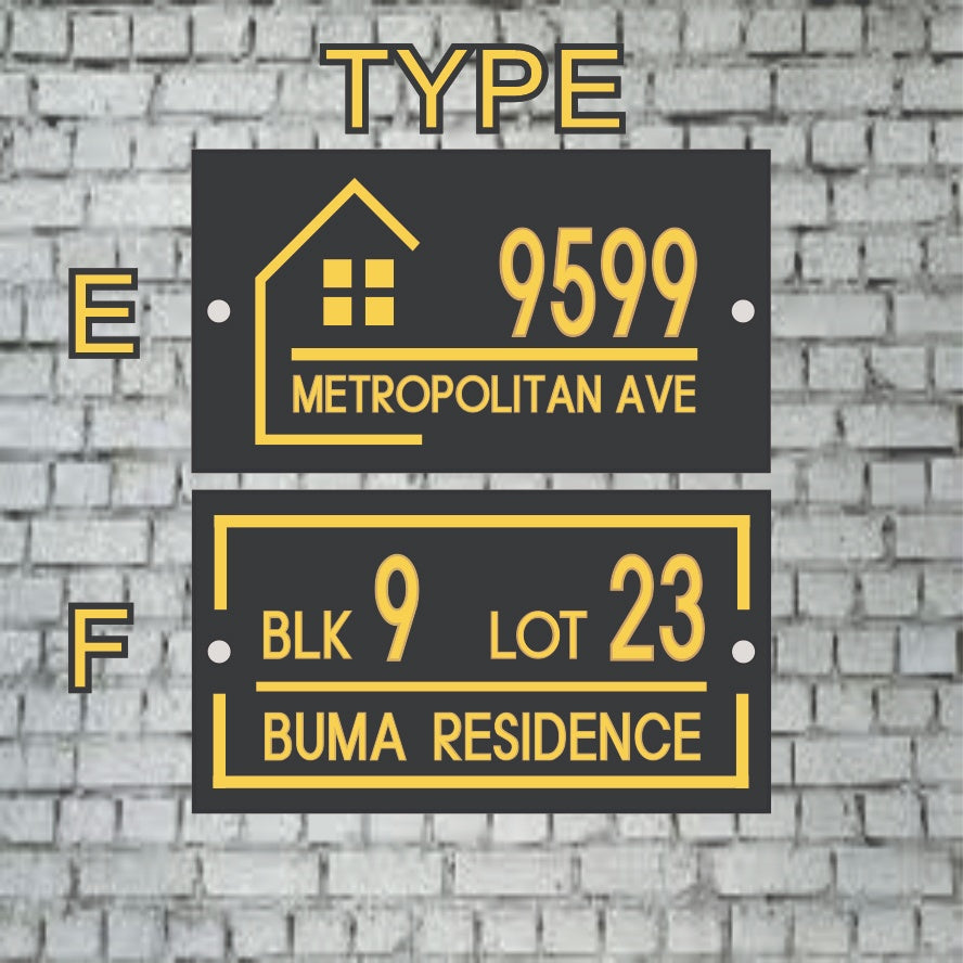 House Number / Acrylic Signage 5"X9" Double Layer w/ Bolt & Screw Home Address Plate  BLK LOT Number