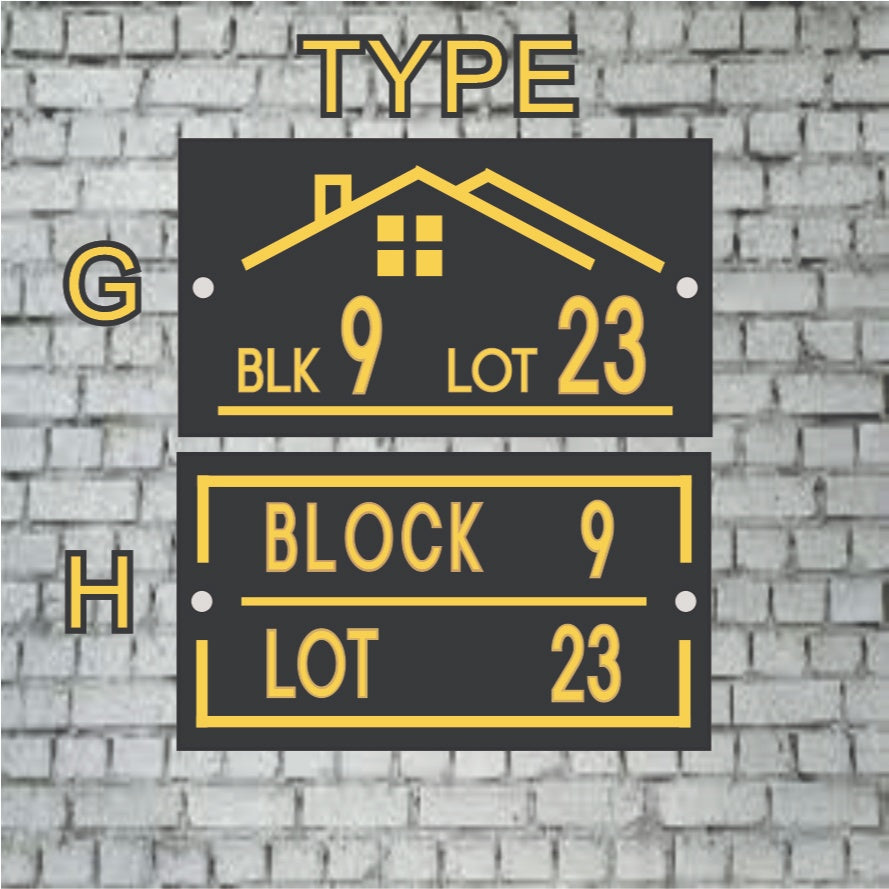 House Number / Acrylic Signage 5"X9" Double Layer w/ Bolt & Screw Home Address Plate  BLK LOT Number