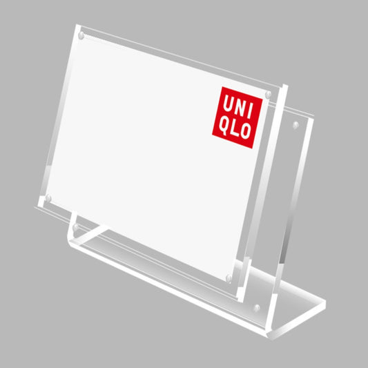 Strong Magnetic L-shaped Acrylic Sign Holder / Clear Plastic Table Top Name Card Price Display Stand
