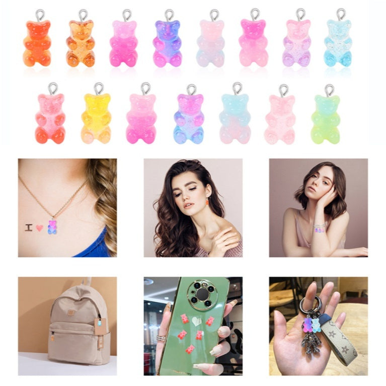 10PCS Gummy Bear Accessories for Key Chain / Pendant Earrings Necklaces Ring Jewelry Resin Acrylic