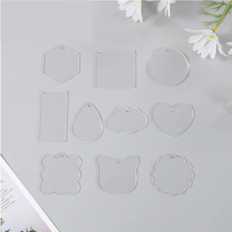 (10PCS) 46kinds Blank Acrylic for Keychain DIY / Key Ring Key Holder key Chain Keychains Transparent