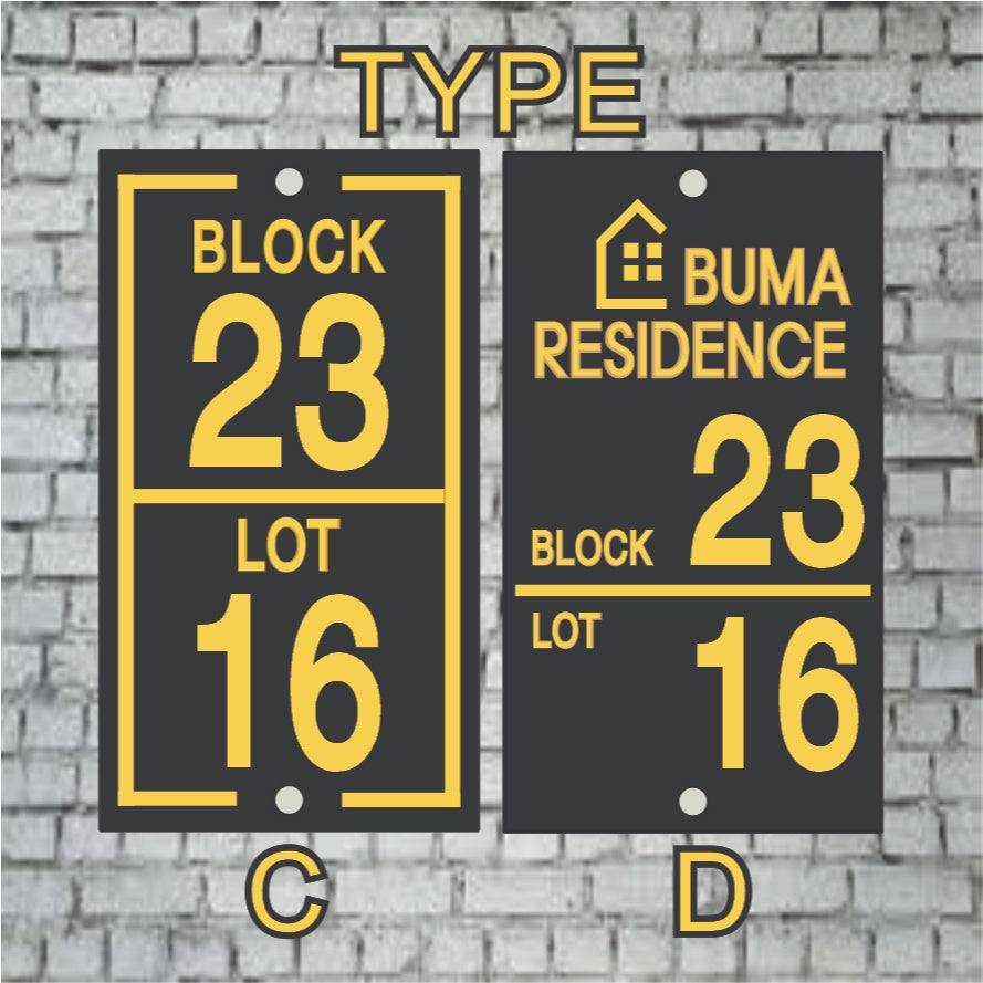 House Number / Acrylic Signage 5"X9" Double Layer w/ Bolt & Screw Home Address Plate  BLK LOT Number