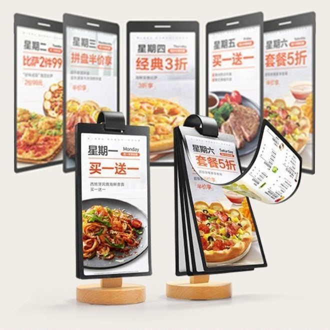 Page Turning Table Menu Stand Type A / Restaurant Cafe Bar Promo Display Holder Acrylic Menu Standee