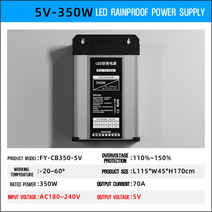 Rainproof LED Transformer Power Supply / DC 12V to AC 220V 60W ~ 400W Power Adapter LED Signage CCTV