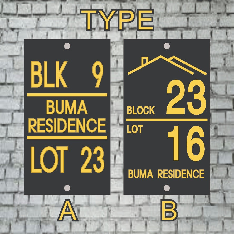 House Number / Acrylic Signage 5"X9" Double Layer w/ Bolt & Screw Home Address Plate  BLK LOT Number