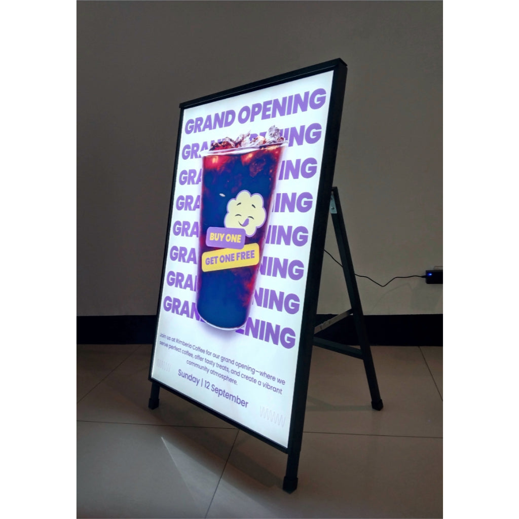 Steel "A" Type Foldable Menu Light Standee Food Printing Stand Restaurant Mall LED Display Signage